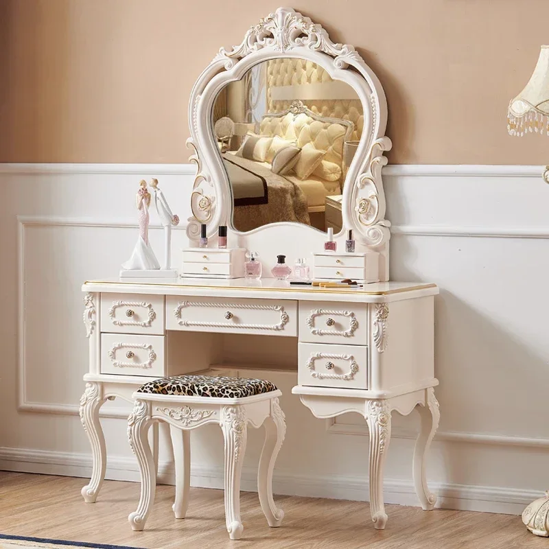 Makeup Vanity Dressing Table Dressers for Bedroom Makeup Vanity Desk Organizer Treasure Chest Girls Tocadores Comfortable Table image 3
