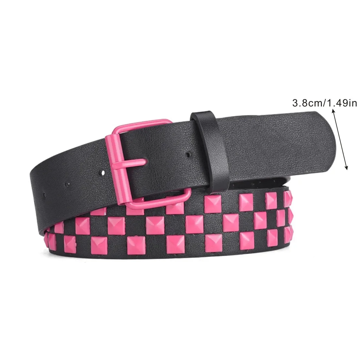 2024 latest male and female rivet pyramid punk personality hip-hop ins wind wide leather belt