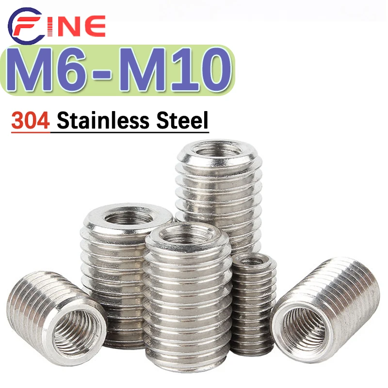 304 Stainless Steel Inside Outside Thread Adapter Screw Nuts Insert Sleeve Converter Nut M4-M10