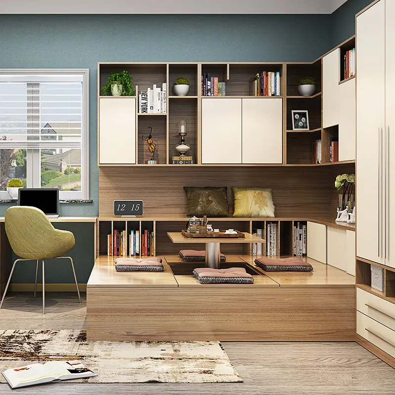 Custom Simple Modern Metal Bookcase Bay Window Tatami Design for Small Bedrooms Home Furniture Bedroom Sets