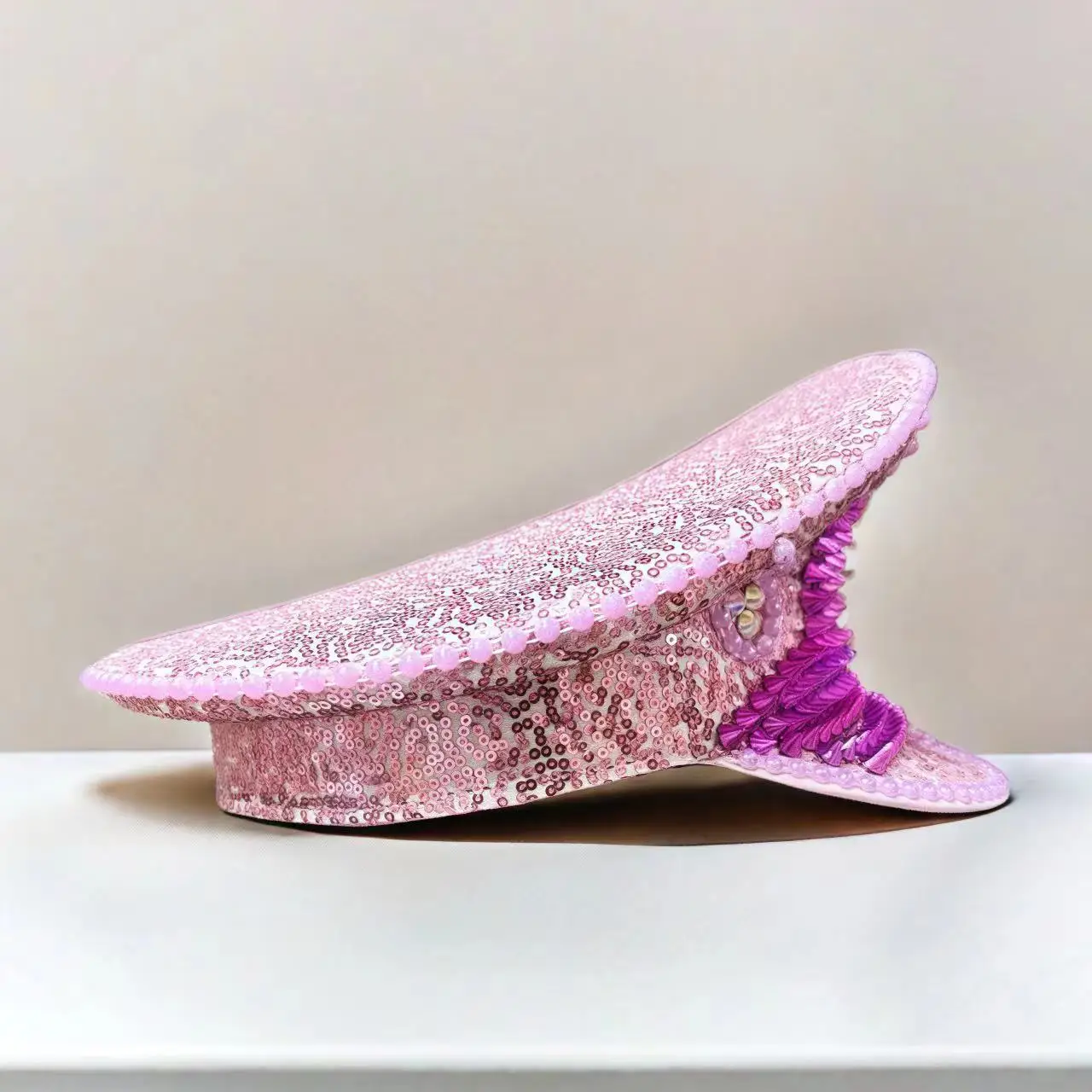 HongLuan Halloween Kostüm Hut, Kapitän Hüte Strass für Burning Man Festival Frau, Cosplay Weibliche Accessoires