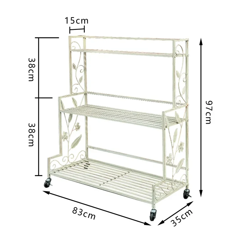 Old wrought iron flower stand, garden outdoor home bookshelf, balcony decoration, courtyard succulent shelf, green plant flower