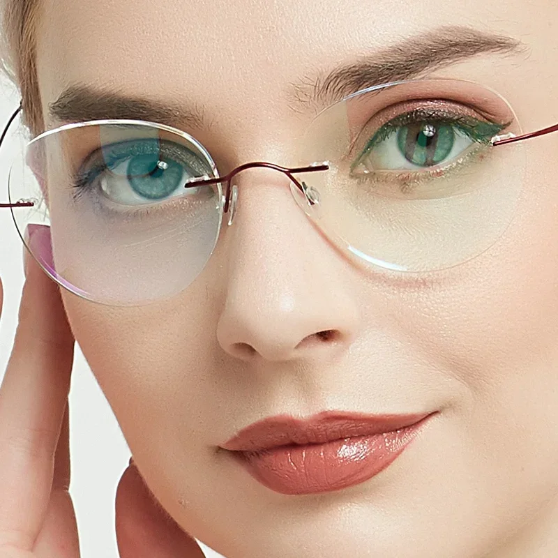 Meeshow Women Pure Titanium Rimless Ladies Frames Ultralight Frameless Men\'s Titanium Flexible Light Spectacles Optics glasses