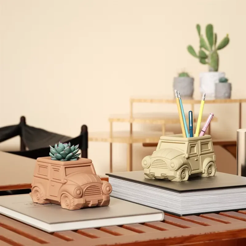 Boowan Nicole Vintage Car Concrete Silicone Molds for Plant Pots DIY Pen Holder Cement Jesmonite Mould for DIY Handcraft view 6