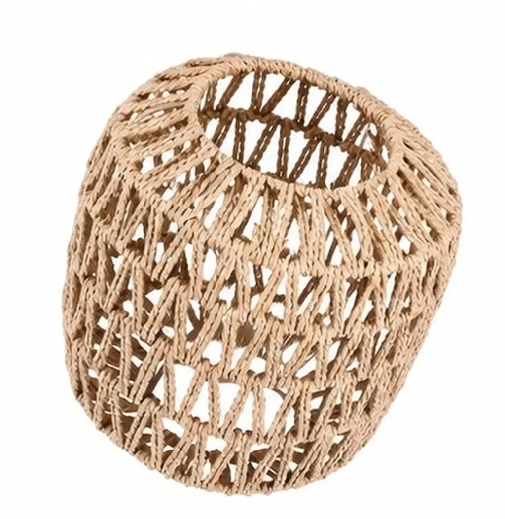 1Pcs Paper Woven Lampshade Chandelier Ceiling Lamp Shade Rustic Rattan Look Soft Light for Home Hotel Paper Lamp Shade