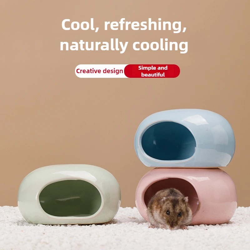 Гнездо для побега хомяка, керамический каменный домик, золотой шелковый коврик, принадлежности для морской свинки, карлик, морская свинка, летний ледяной домик для сна