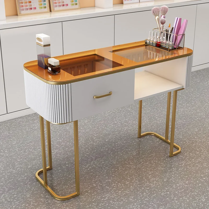 

Exquisite Manicure Table Powder Cabinet Designer Modern Nail Table Commercial Mesa Pra Manicure Nail Bar Furniture MQ50NT