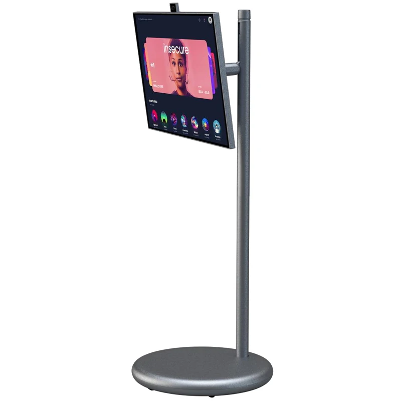 Smart TV 27-Zoll-LCD-HDTV mit LED-Hintergrundbeleuchtung, 27000 mAh Akku, tragbarer Touchscreen, Android 15 Bodenständer mit 1300 W Kamera