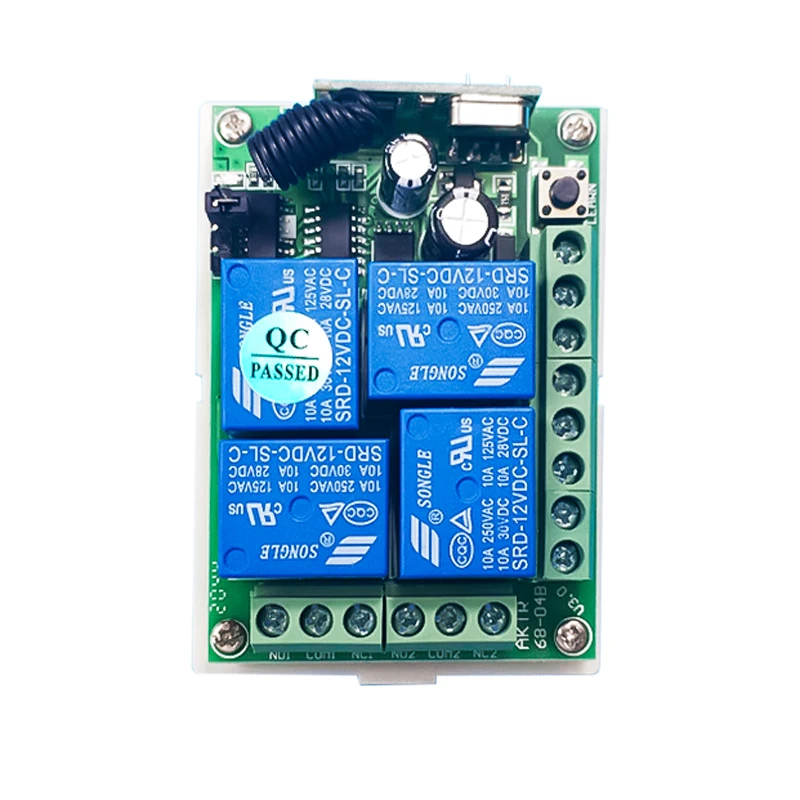 DC24V 4 Channels 4 Buttons Universal Wireless RF Remote Control Switch Relay 433MHz RF Transmitter and Receiver