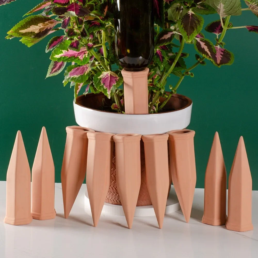 4PCS Automatic Terracotta Self Watering Spikes Wear-resistant Effort-saving Plant Drip Irrigation Device Handmade