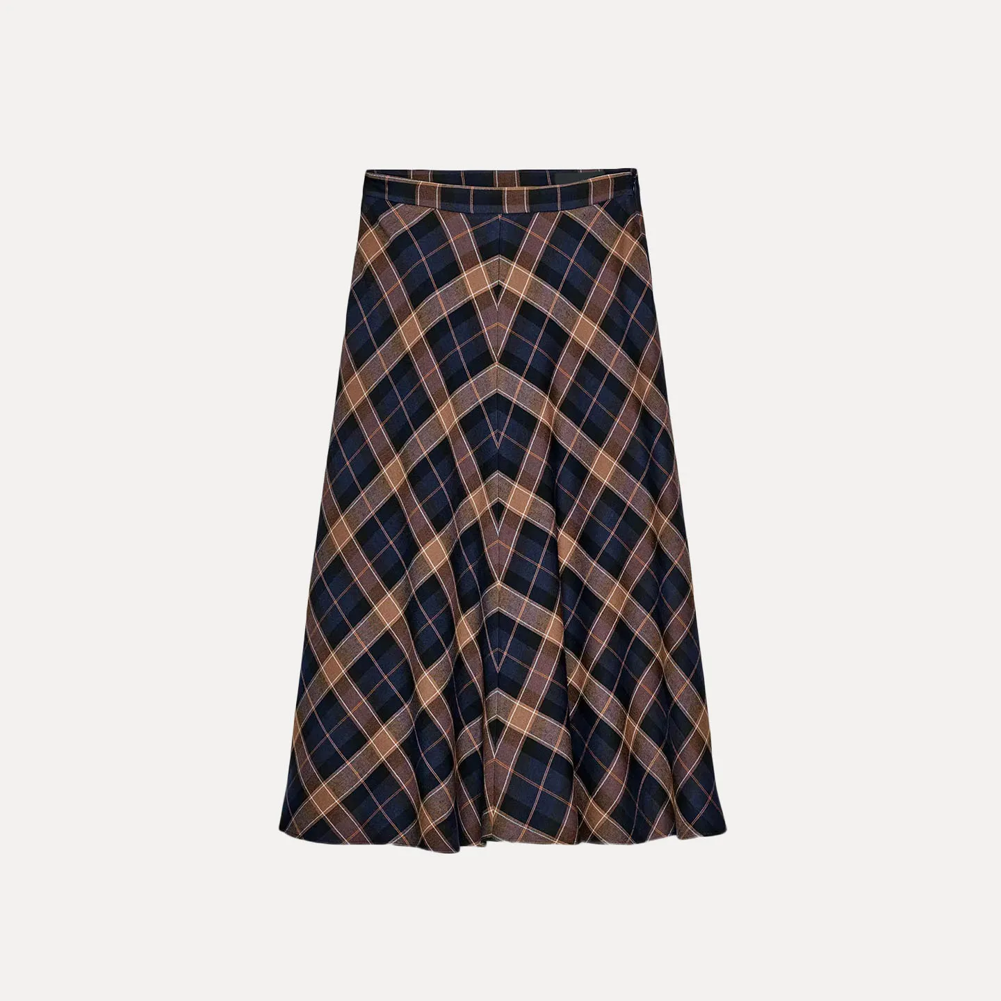 エレ チェック柄 クロークスカート レディース ファッション 秋 2025 限定版 ローウエスト Aライン ミディスカート カジュアルウェア用