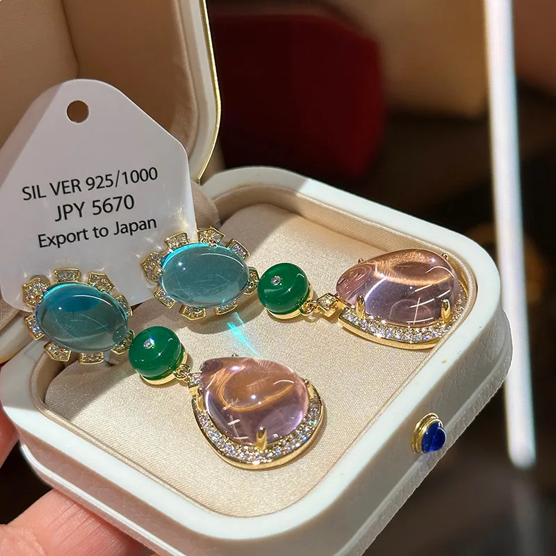 موضة جديدة البيضاوي قطرة الماء شكل أقراط مزاجه طويلة