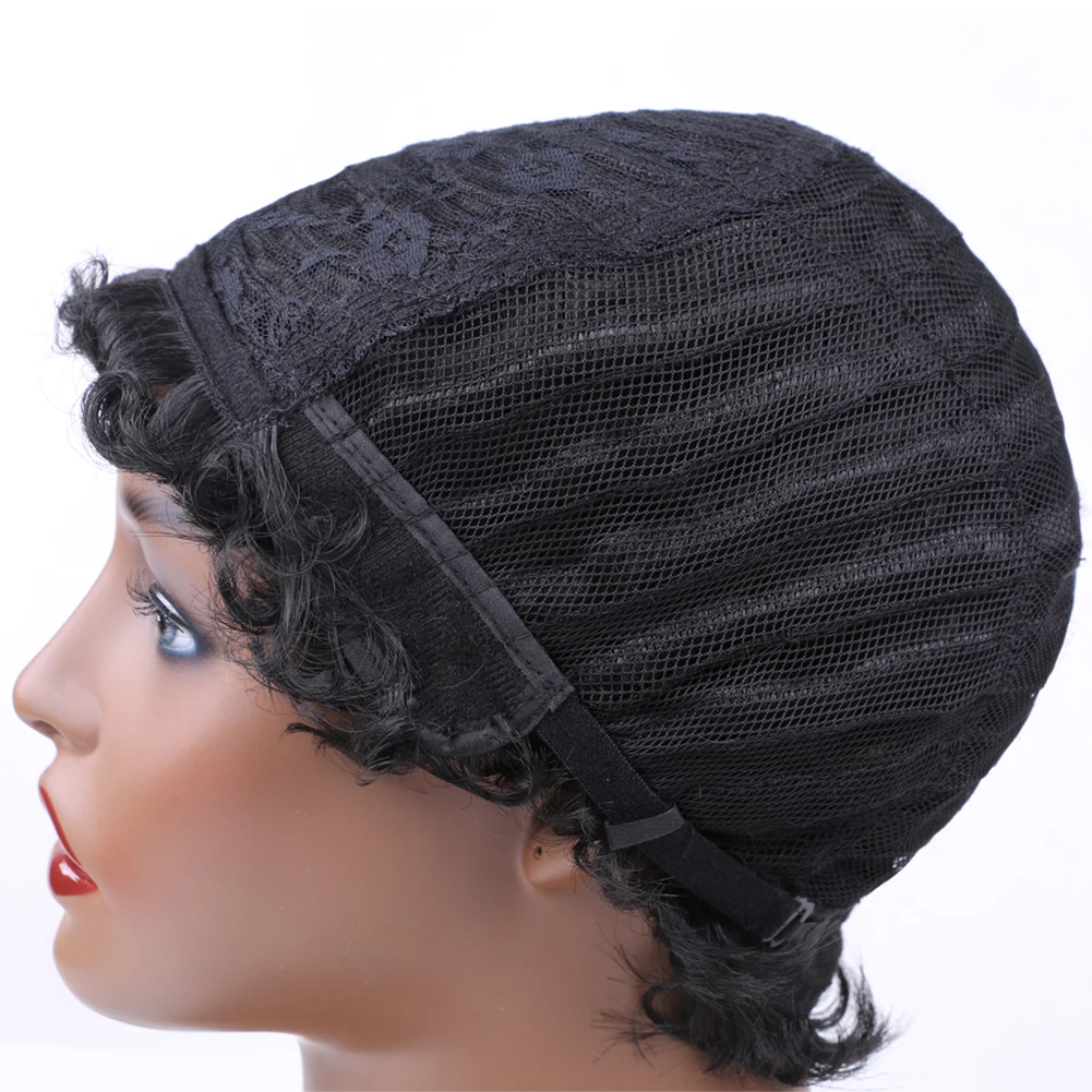 ピクシーカットウィッグ 合成ショートカーリーウィッグ 黒人女性用 ふわふわカール 格安合成ウィッグ フルマシンメイド サンコール カーリーウィッグ