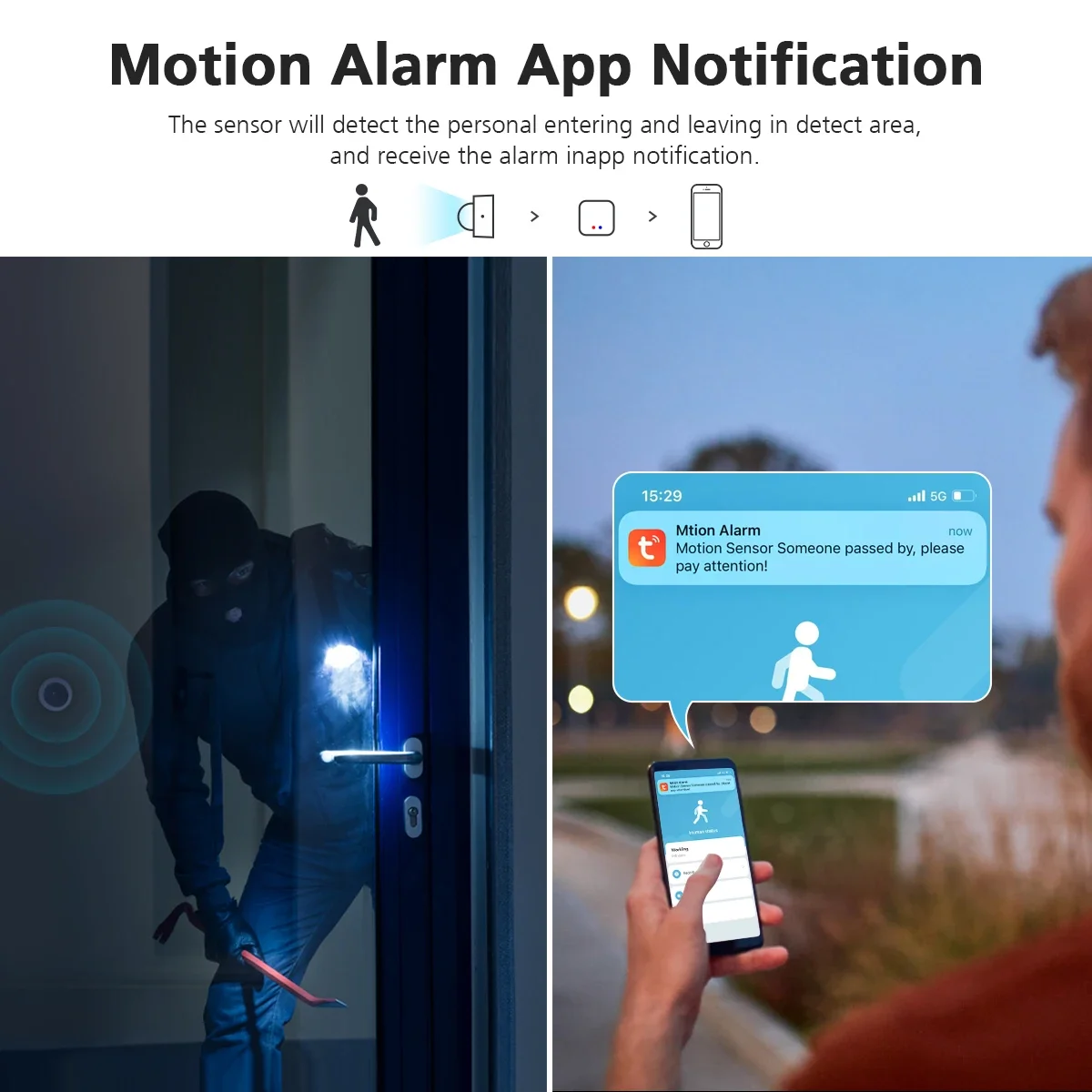 TUYA ZIGBEE Samrt PIR Motion Sensor Switch Infrared Detector Security Alarm App Noted Work With Zigbee Hub Alexa Google Assistan