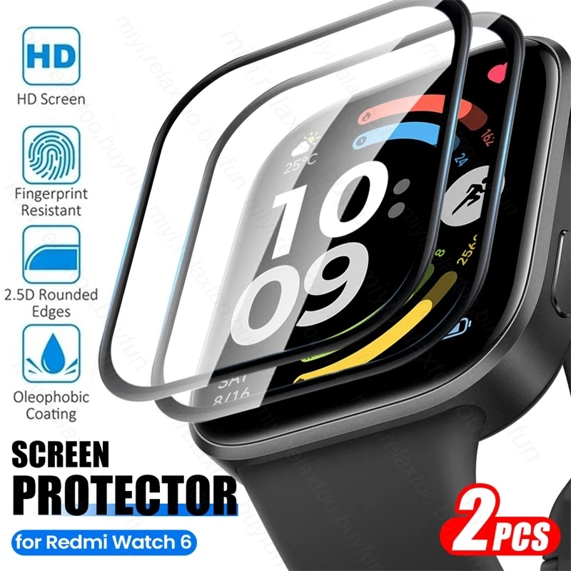 2Pcs 9D Screen Protector for Redmi Watch 6 HD Clear Anti-Scratch Protective Film for Redmi Watch6 Smartwatch Not Tempered Glass