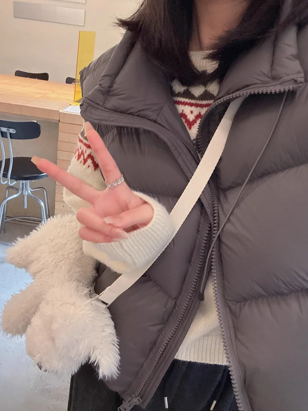 

XiaoYanHome Light Blue Casual Svel down Vest Women's Winter Stand Collar Loose Warm Outerwear Top Ladies Faion