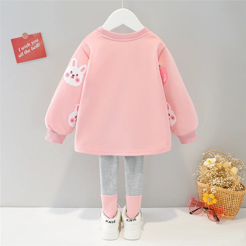 Spring Autumn Baby Girls Clothing Sets Kids Cartoon Rabbit Long Sleeve T Shirt Pants Children Casual Clothes Infant Outfit