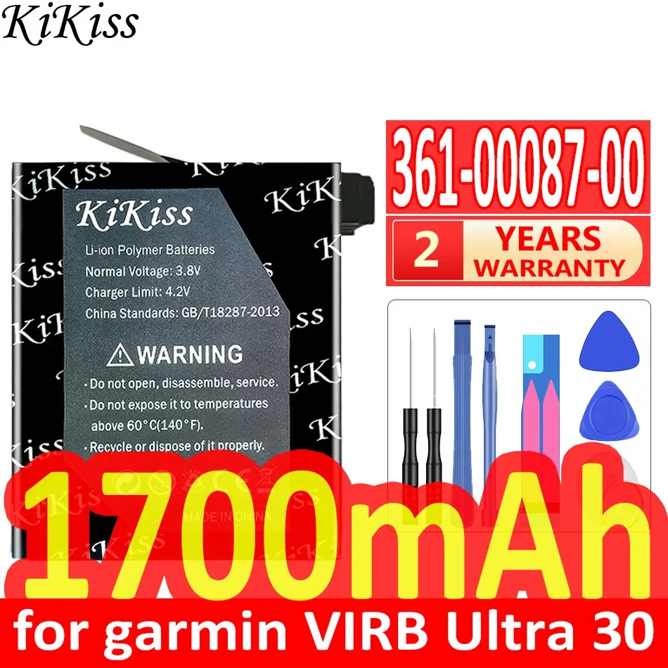 

1700mAh KiKiss Replacement Battery 361-00087-00 for garmin VIRB Ultra 30 ultra30