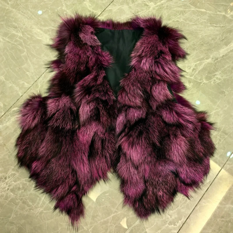 Rompi Pendek Bulu Rubah Alami Wanita Tanpa Lengan Model Korea Pakaian Serbaguna Musim Gugur Musim Dingin