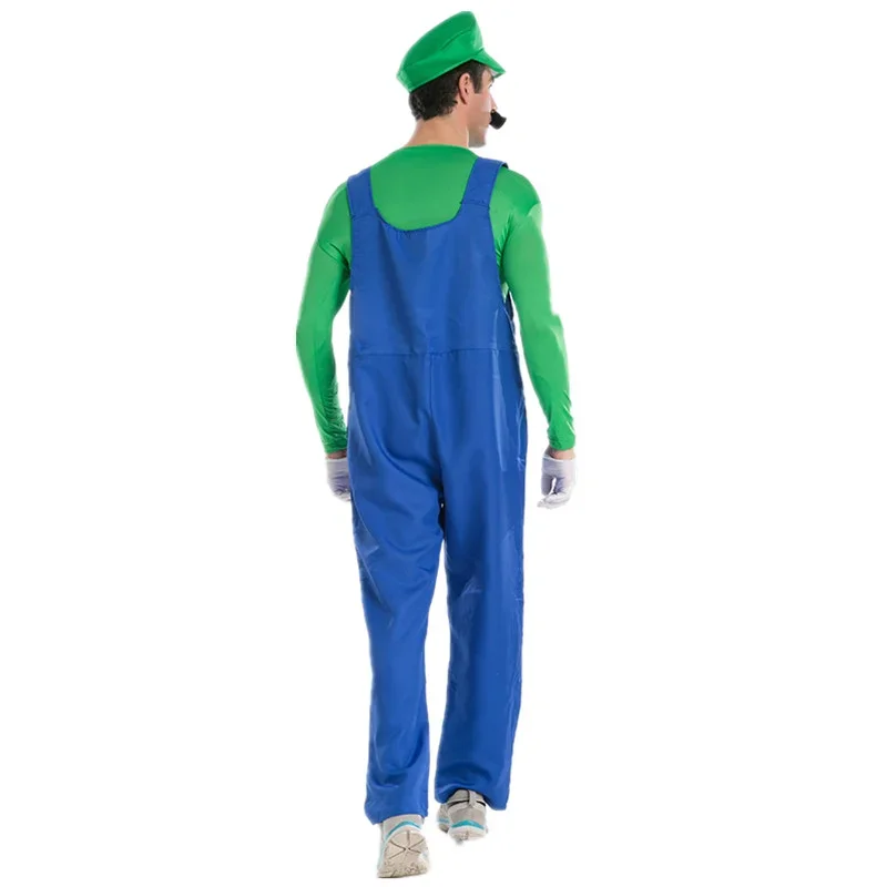 Disfraz de Halloween para hombre adulto, traje divertido de superjuego, Luigi Bros, fontanero, navidad