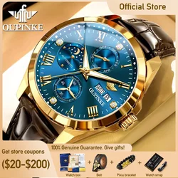 OUPINKE 3300 Mens Watch Original Mechanical Watch Waterproof Luminous Moon Phase Watches Luxury Men Dual Calendar Display Reloj