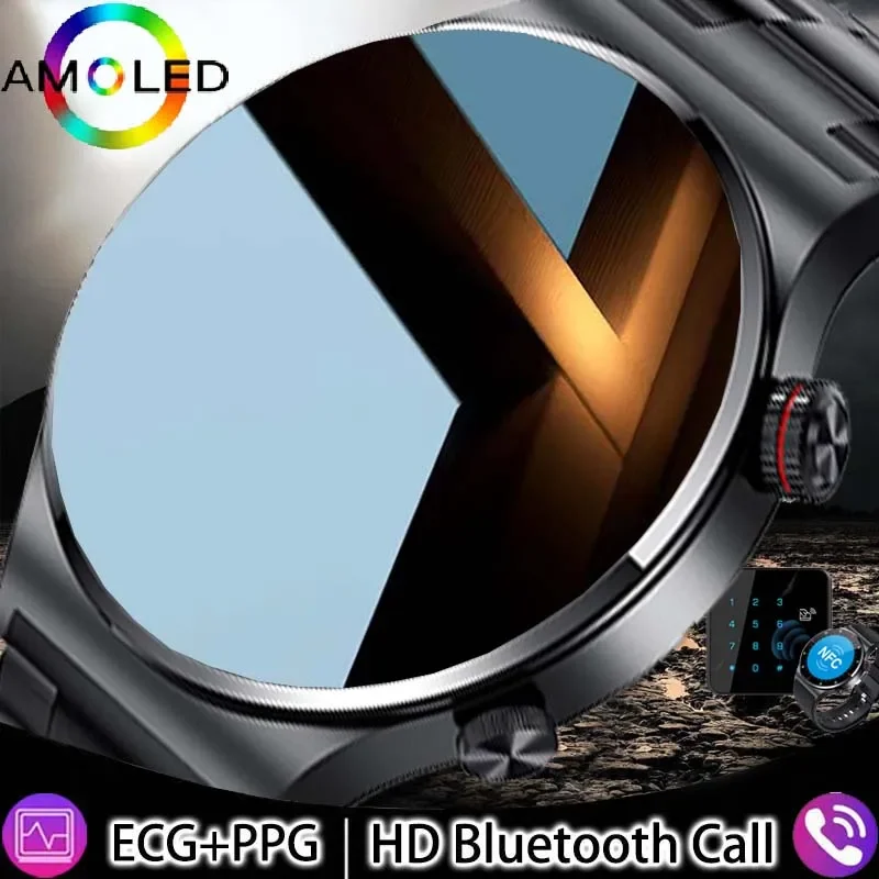 

Умные часы с Bluetooth, звонки, мужские водонепроницаемые часы AMOLED с вращающейся кнопкой, новинка 2025, Смарт-часы с ЭКГ + ППГ, мужской спортивный фитнес-трекер + коробка