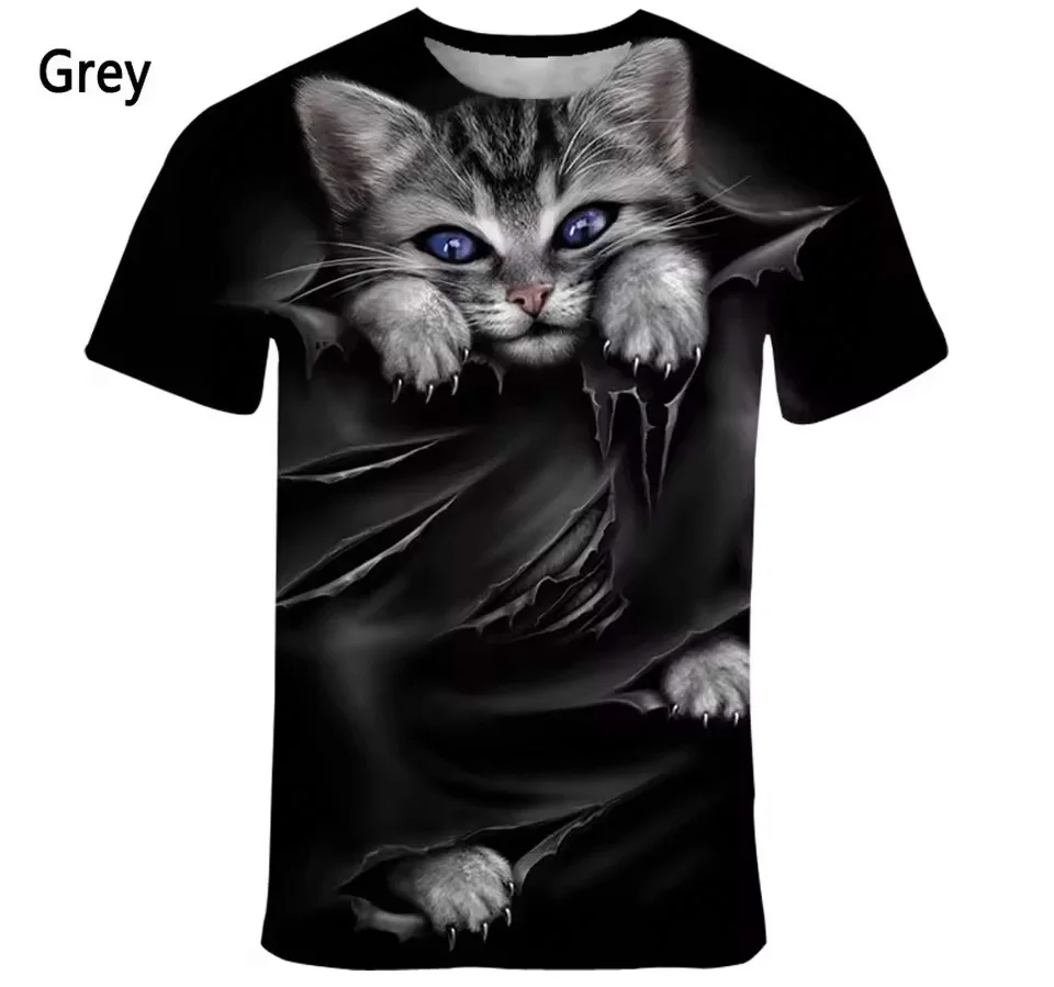 

New Fashion Animal Face 3d Printed T-shirt Men's and Women's Summer Casual Short Sleeve Monkey Dog Cat Lion Animal Print Shirt