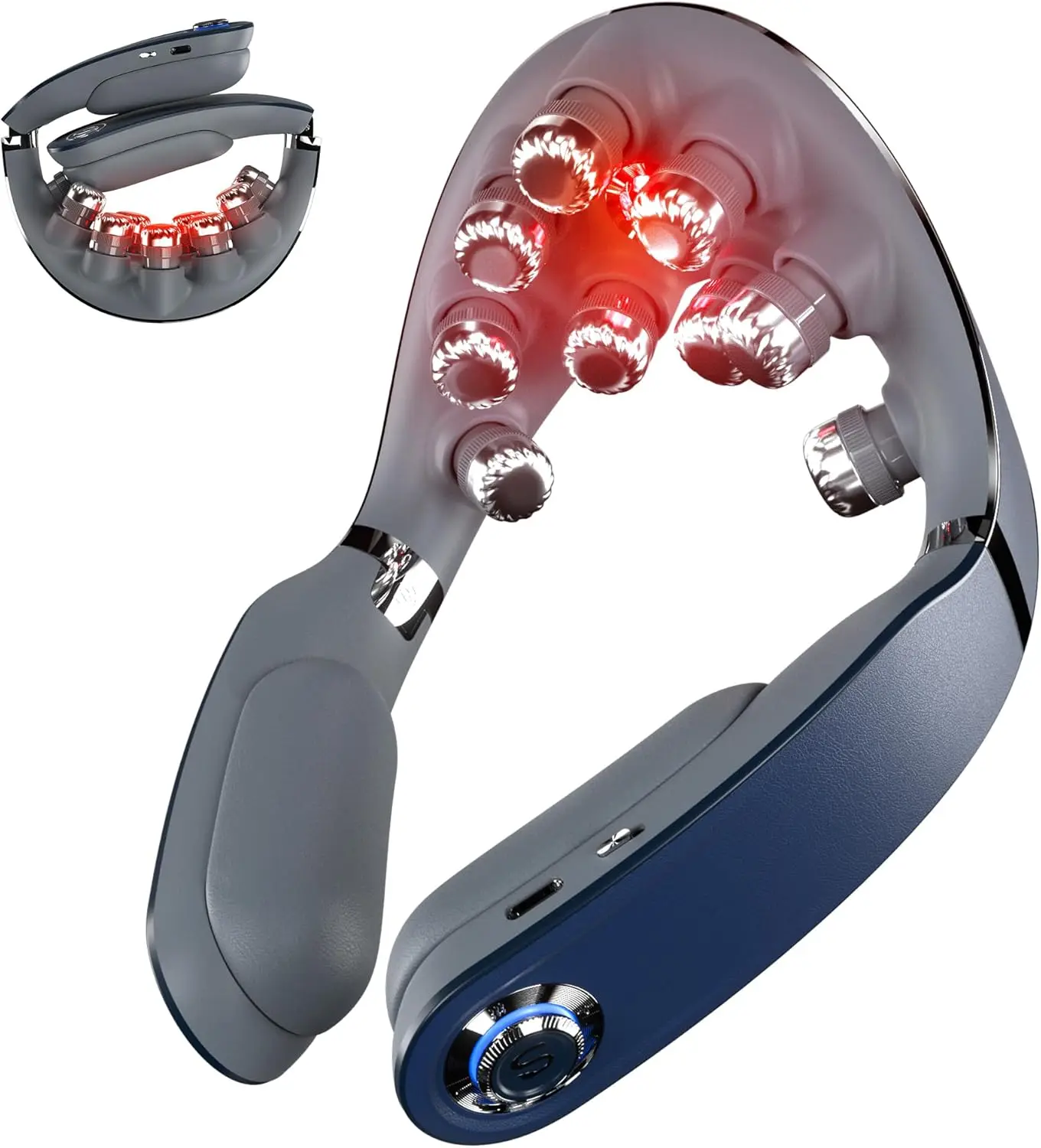 

Foldable Neck Massager with Heat, 9D Vibration for Pain Relief, Portable Cordless Design for Travel Office Home Gift