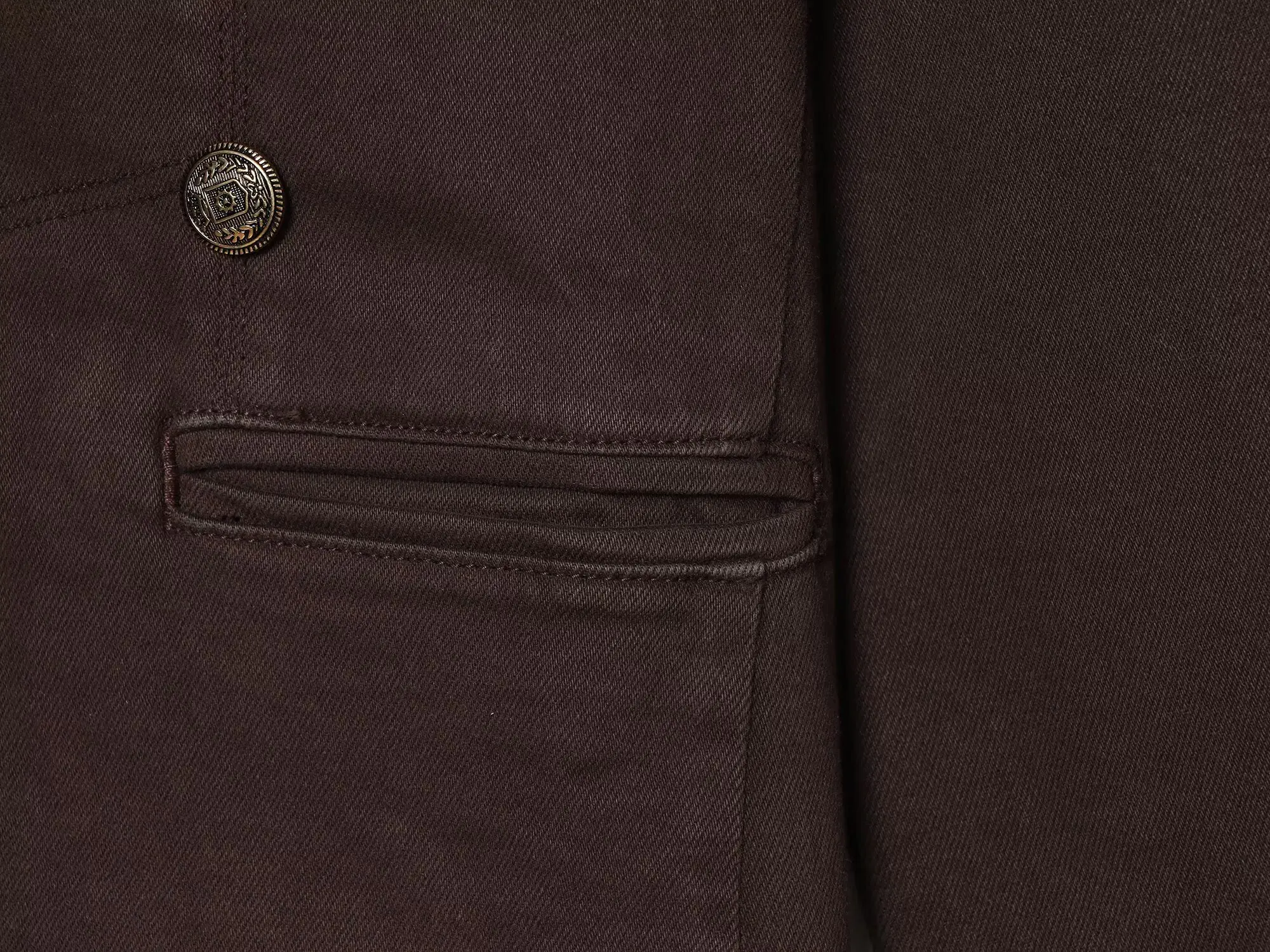 BSAY Vintage Napoleon Denim-Jacke für Damen, Stehkragen, Doppelreihige Metallknöpfe, Schulterklappen, Figurbetont, Kurze Militär-Oberbekleidung – Detail 6