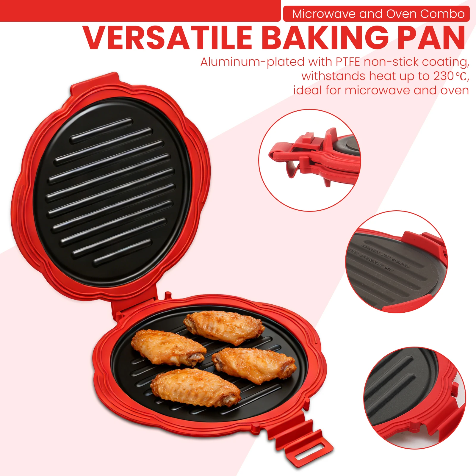 Microwave Baking Tray Nonstick Coating Microwave Grill Pan with Silicone Anti Scald Sleeve Microwave Sandwich Toaster forKitchen view 4
