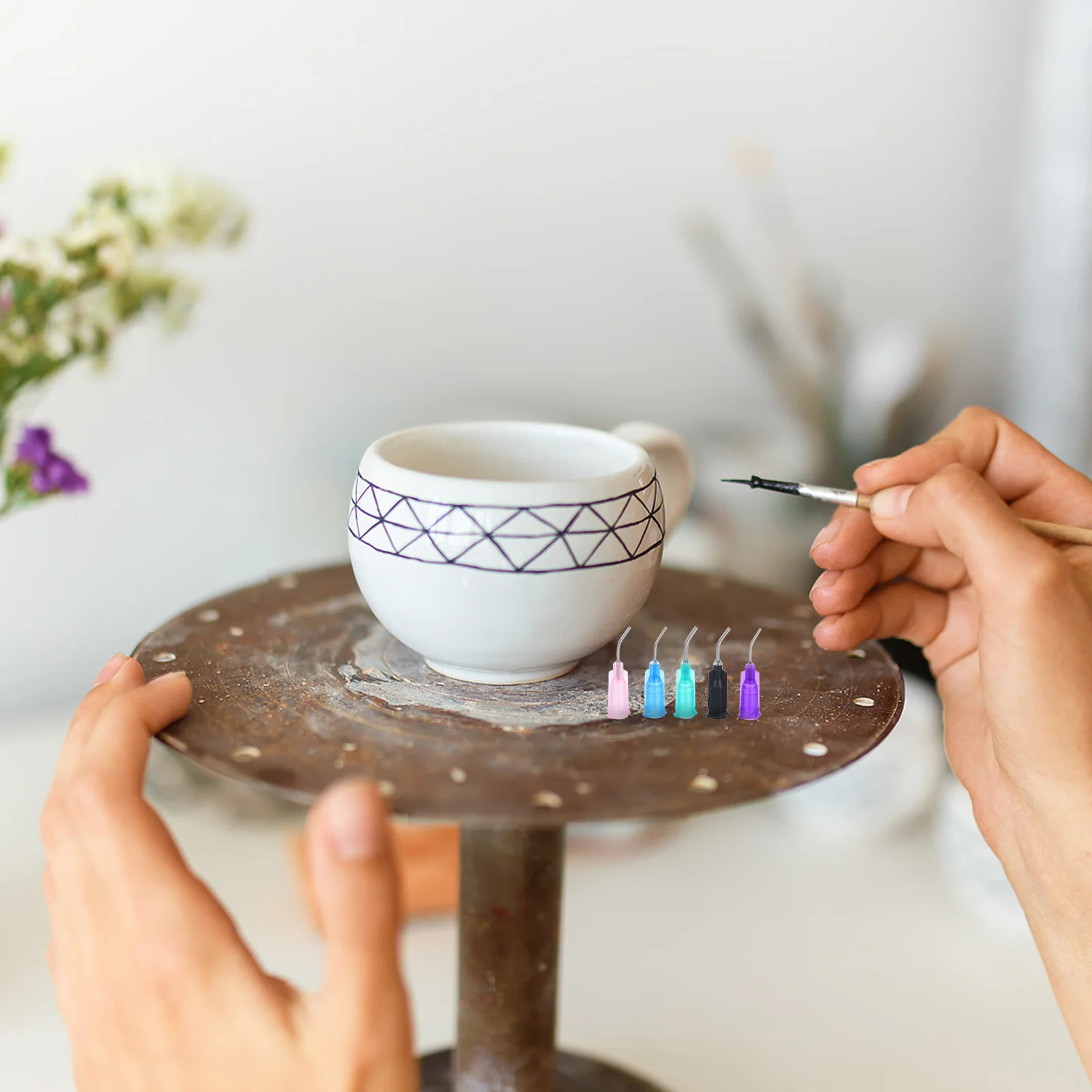 

50Pcs Elbow Tip Needle Applicator Set for Ceramic Glue Precise Application in Craft Projects Bent Tip Needle for Oil