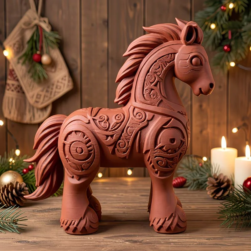 Cute Viking Inspired Horse Sculpture, Nordic Home Decor Tabletop Living Room, Ideal Gift for Halloween, Christmas