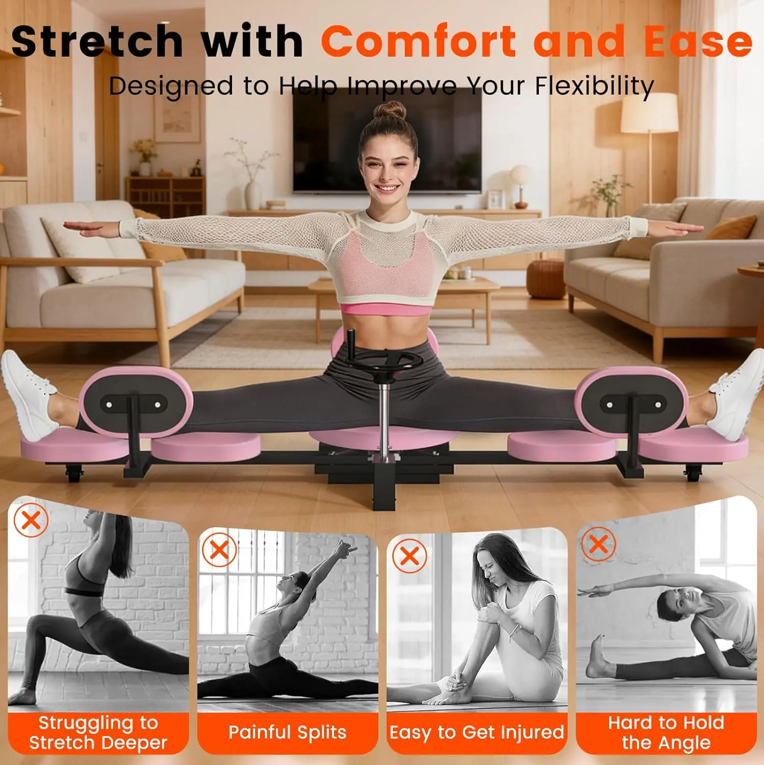 Home Gym Flexibility Training: Heavy Duty Steel Leg Stretcher, 0-200° Adjustable, 220LBS Capacity
