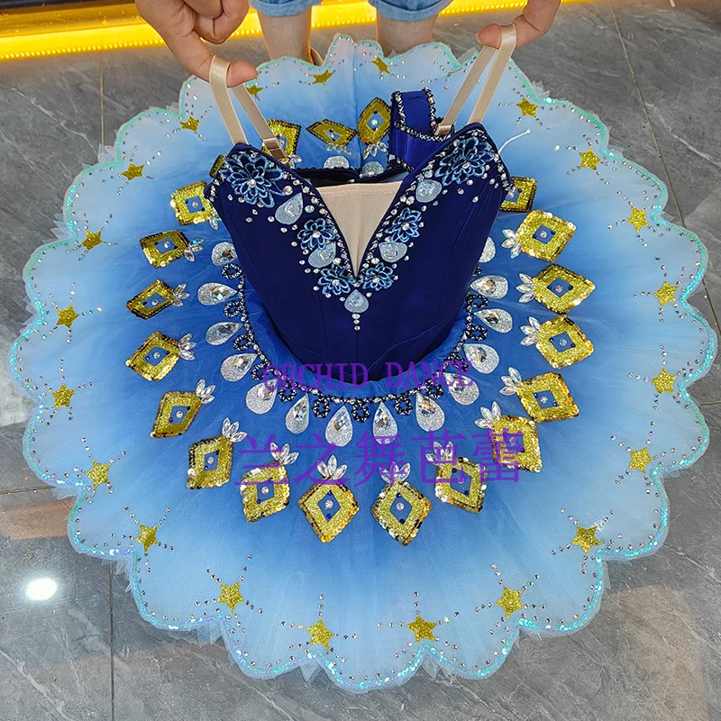 BT2507078 Tamaño personalizado profesional Color personalizado Niños Niñas Mujeres Adulto Trajes de tutú de ballet azul