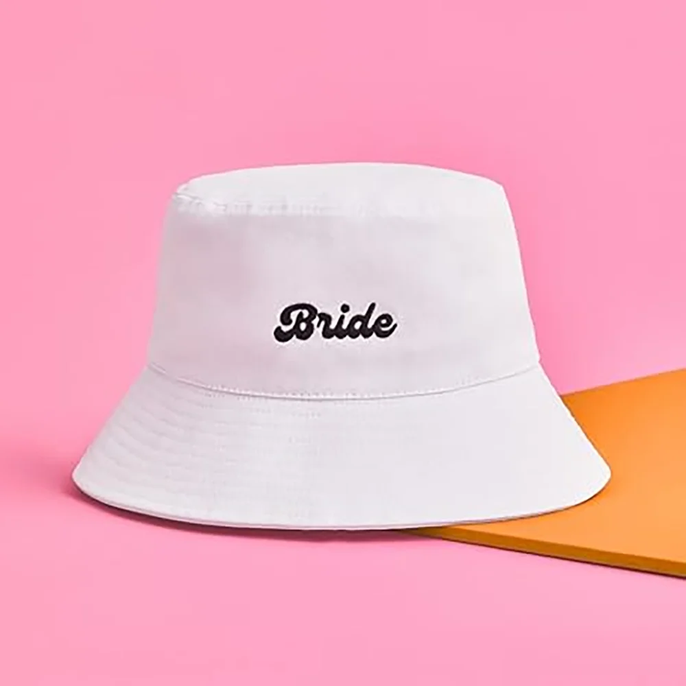 

Bride White Bucket Hat Wedding Souvenirs Bachelorette Party Bride To Be Decoration Honeymoon Travel Accessory Bridal Shower Gift