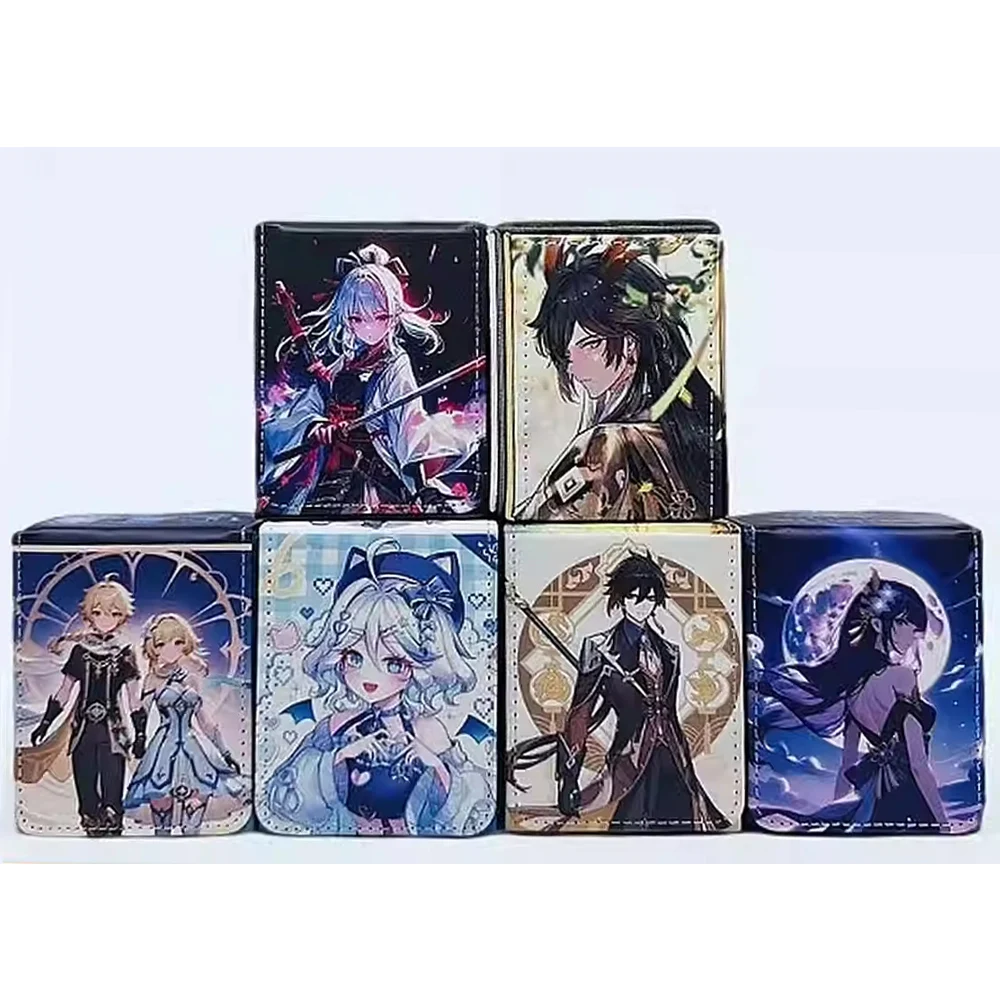 

Cartoon Genshin Impact Furina Collection Card Card Protection Box Opcg Ptcg Ws Kamisato Ayaka Leather Magnetic Card Storage Box