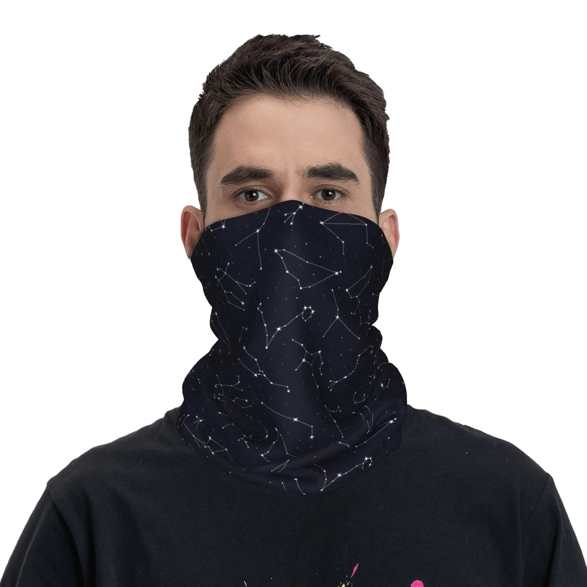 

Zodiac Constellation and Star Patterns Bandana Neck Cover Printed Mask Scarf Headband Riding for Men Women Adult Windproof