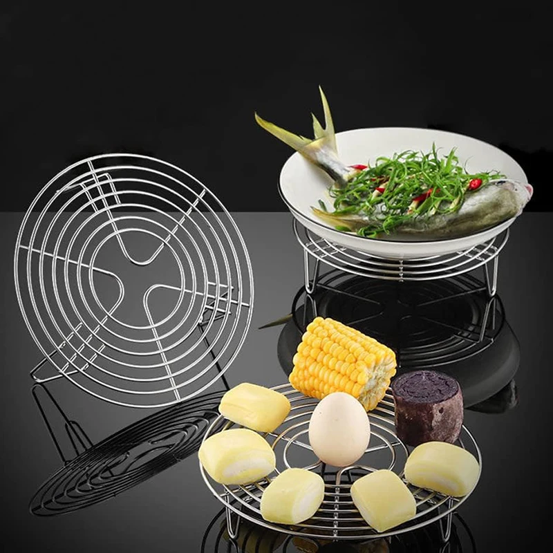 Stainless Steel Steaming Rack Steamer Multi-functional Steaming Plate Cooking Baking Pot Stand Airfryer Grill Food Accessories