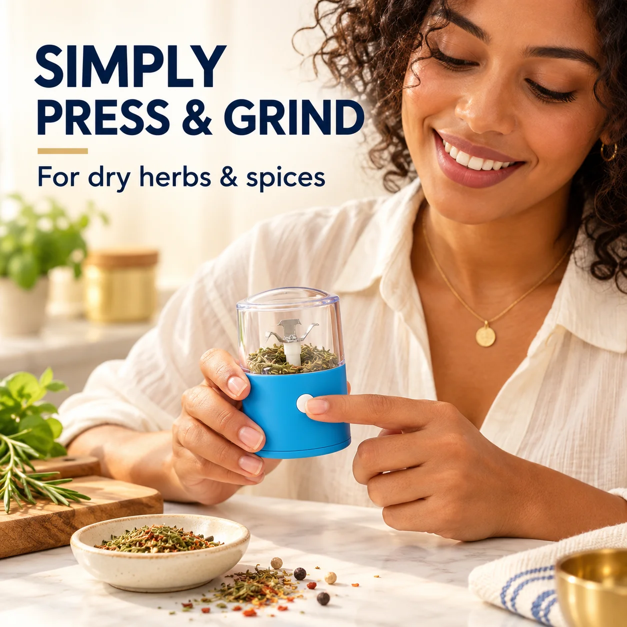 Dried Herbs - Oplaadbare elektrische kruidenmolen met USB, plastic