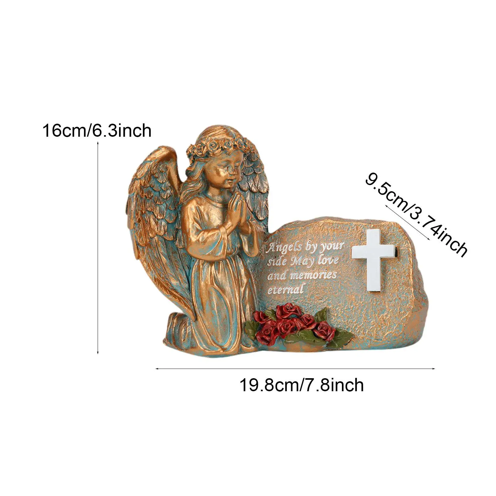 Garden Ornaments Statue Angel Decoration Resin Solar Figurine Warm Light Outdoor Decor for Patio and Lawn