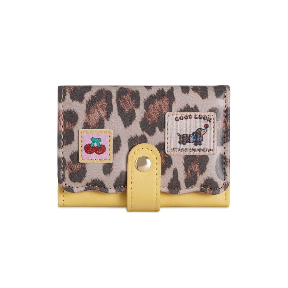 Portable Sweet Polka Dot Trifold Wallet Pu Leather Little Dog