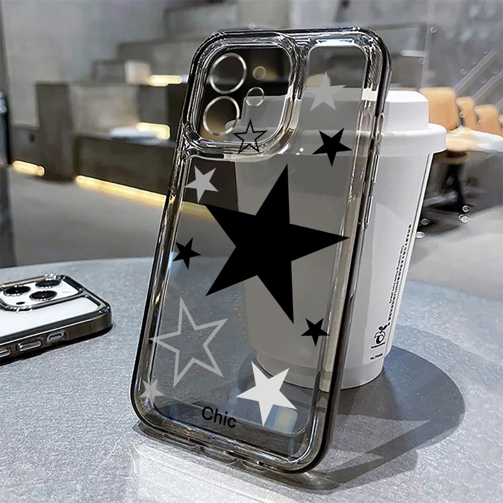 Colorful Star Clear Case For iPhone 11 Case iPhone 13 15 14 12 Pro Max X XR XS 7 8 Plus SE 2022 2020 Fundas Soft Silicone Cover