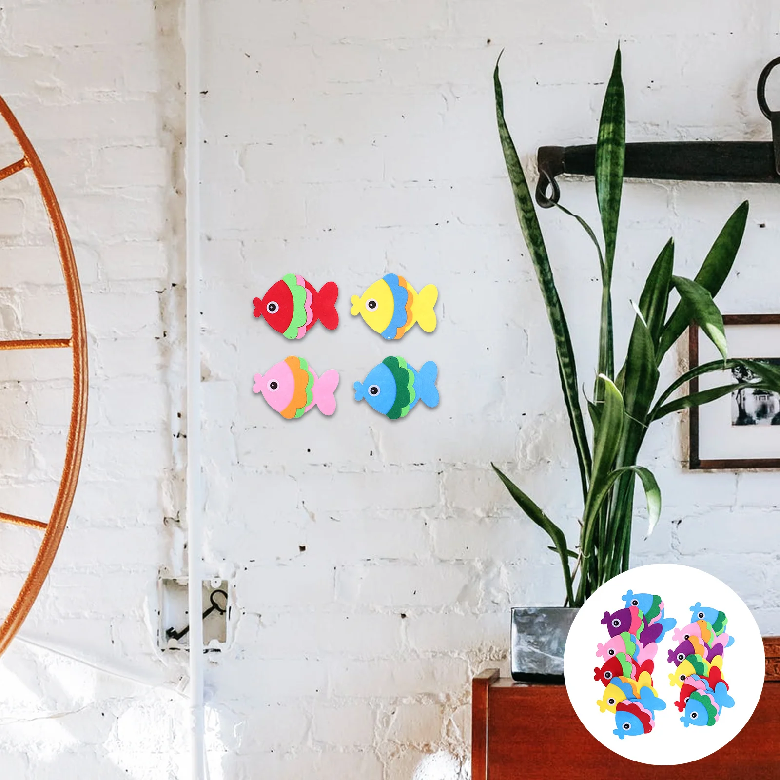 

12Pcs Ocean Room Decor Fish-Shaped Ornaments Non-Woven Wall Hanging for Classroom Hallway Store Party Easy Install Under