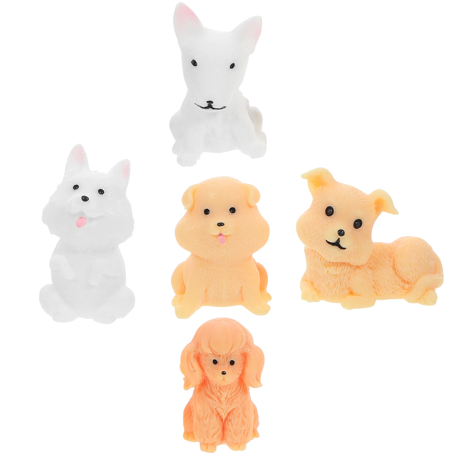 

5 Pcs Miniature Puppy Figurines Realistic Resin Dog Statue for Bedroom Office Gardening naments Decor Cartoon