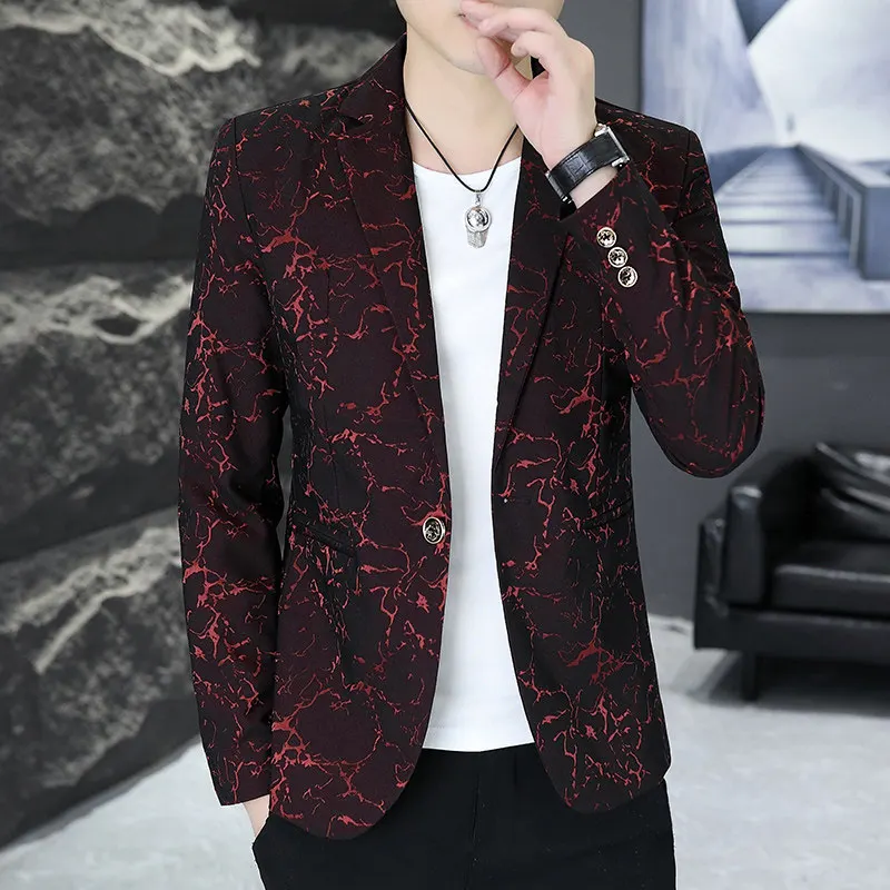 

Slim Fit Men's Casual Sli Single-Breasted Jaet Youth Versatile Briti Busin irt Long Sve Polyester Blend