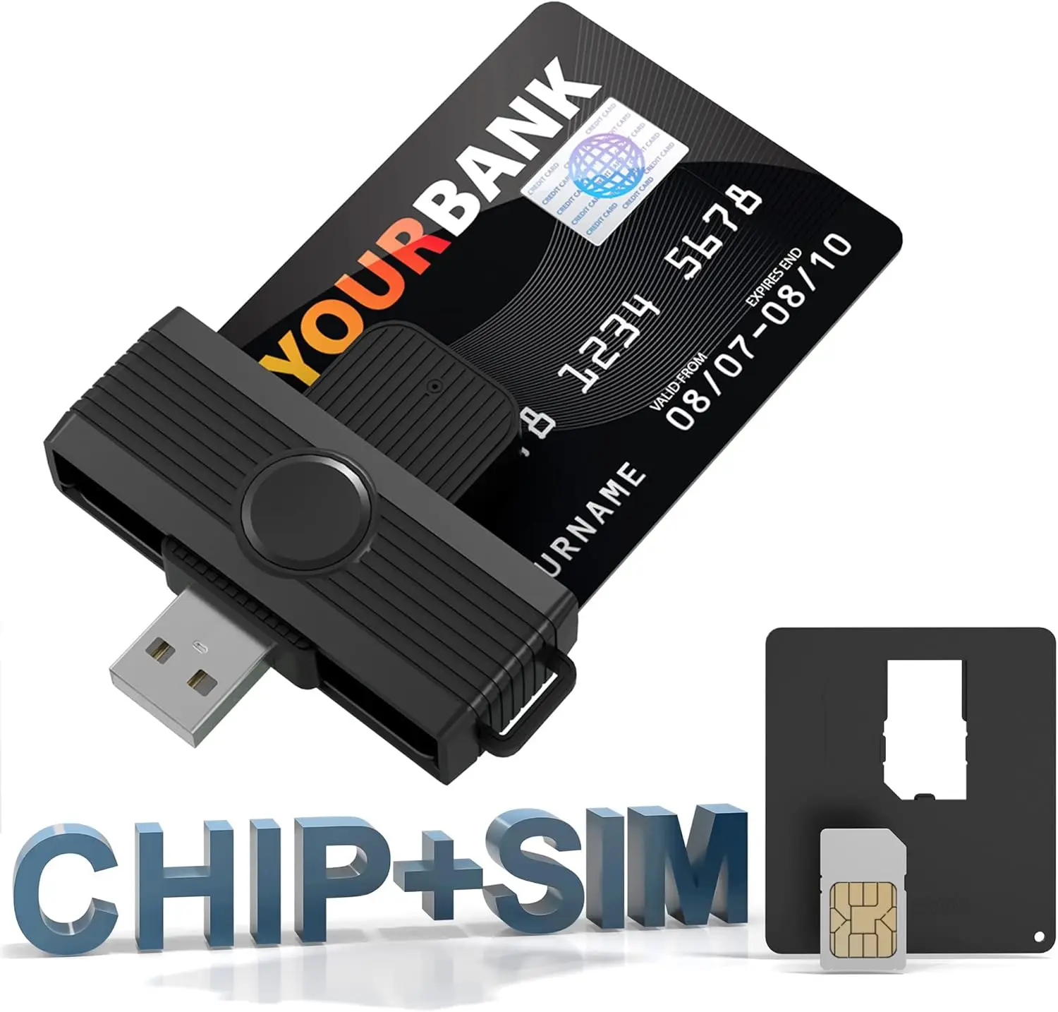USB Smart Card Reader for DOD Military Common Access CAC/SIM/ID/IC/Health Card/e-Control Contact Chip for Win Linux Unix M ac OS