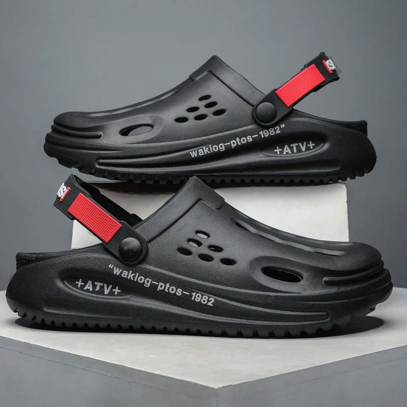 Men's Slippers EVA Hole Men's Sandals Non-Slip Slippers Thick Soft Platform Casual Slides Fashion Mules Shoes Outdoor Big Size