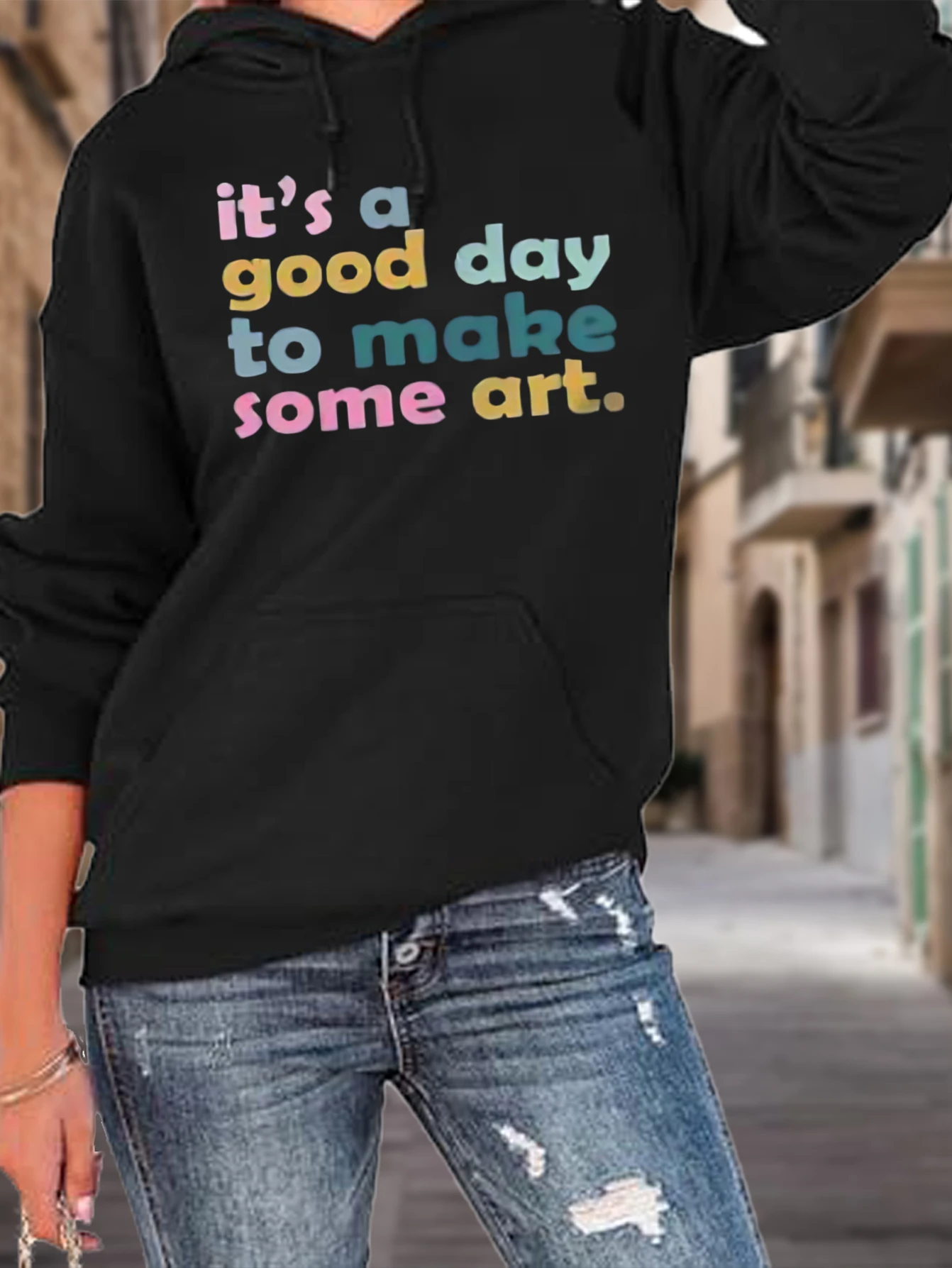 Art Teacher It's a Good Day to Make Some Art Casual Womens Hoodies Sweatshirts Pullover Tops Plus Size Women Sweatshirt