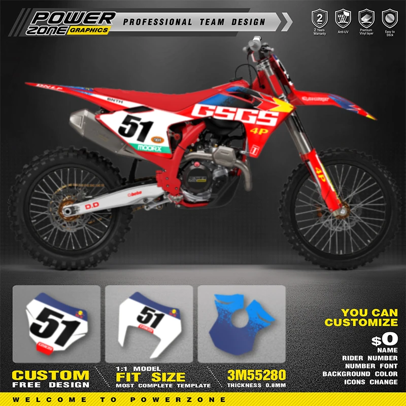PowerZone For GASGAS 2024 2025 2026 EC MC  Motorcycle Fairing Graphics Backgrounds Decals Stickers Kits Motorcycle Decal Sticker