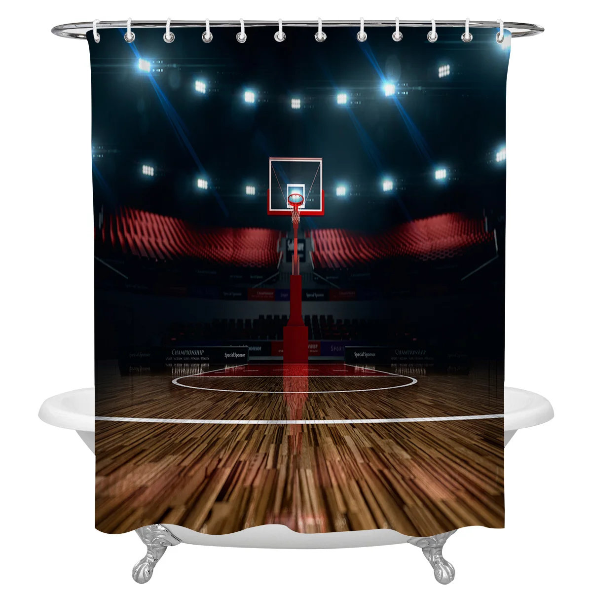 Basketball Court Stadium Sports Field Waterproof Bathroom Decoration Shower Curtain With Hook Bath Curtains Bathroom Accessories